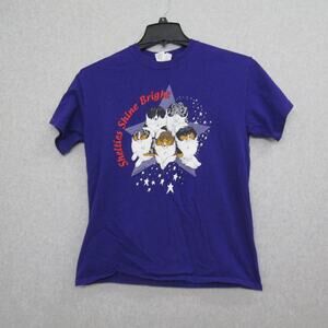 Gildan Womens Medium Purple Top Shirt Short Sleeve Round Neck Casual